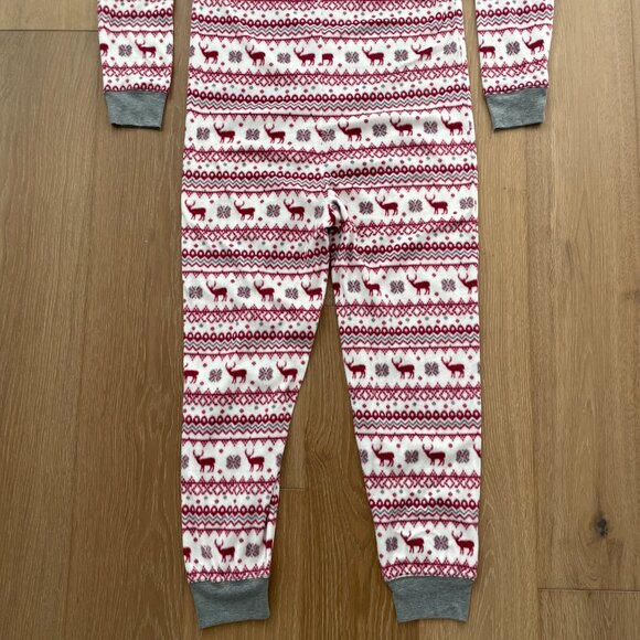 P.J. Salvage Pajamas Women Medium Onesie Moose Red White Gray Fleece One Piece - Picture 10 of 15